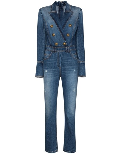 double-breasted denim jumpsuit