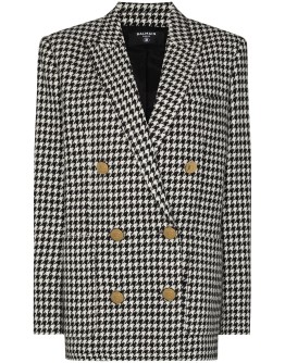 houndstooth-print wool blazer