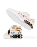 Portofino graffiti-print low top leather sneakers