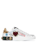Portofino graffiti-print low top leather sneakers
