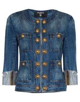 square-shoulder denim jacket