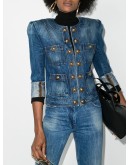 square-shoulder denim jacket