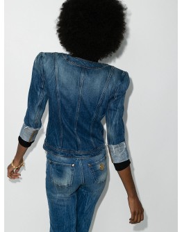 square-shoulder denim jacket