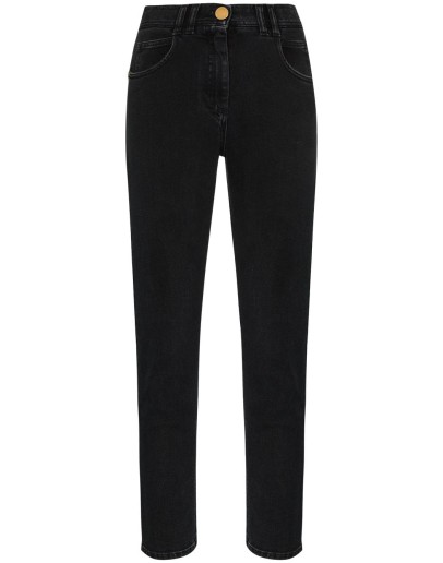 high-waist slim-leg jeans