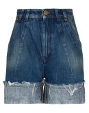 high waist turn up denim shorts