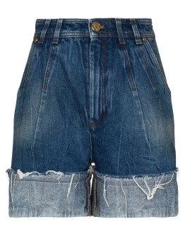 high waist turn up denim shorts