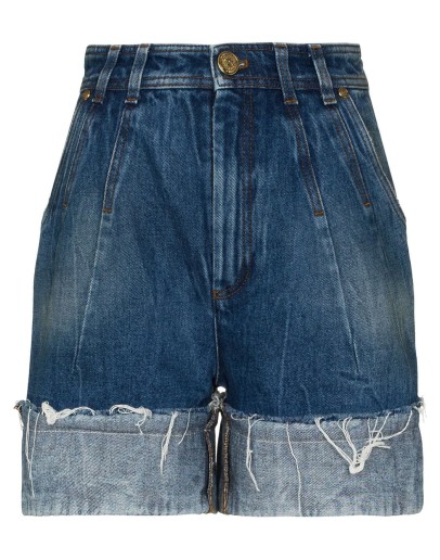 high waist turn up denim shorts