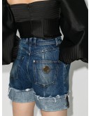 high waist turn up denim shorts
