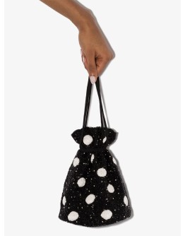 beaded polka-dot bucket bag