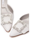 Maysale 50mm satin buckled mules