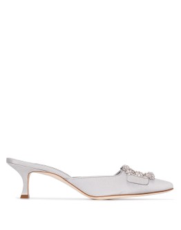 Maysale 50mm satin buckled mules