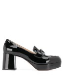 logo-plaque block-heel loafers
