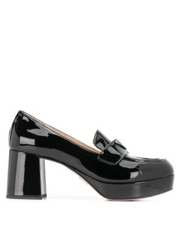 logo-plaque block-heel loafers