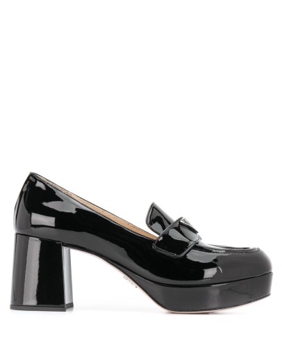 logo-plaque block-heel loafers