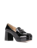 logo-plaque block-heel loafers