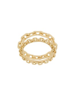 chain-embellished stacked ring