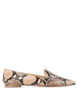 pointed snakeskin effect flat shoes