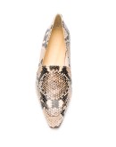 pointed snakeskin effect flat shoes