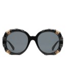 Bamboo round-frame sunglasses