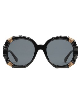 Bamboo round-frame sunglasses