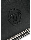 flat studded clutch bag