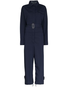 belted long-sleeve jumpsuit