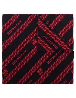 logo-print wool scarf