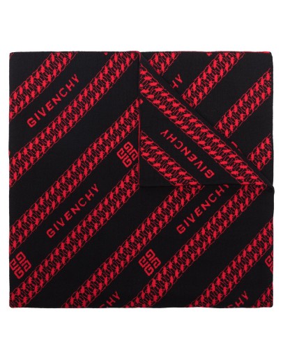 logo-print wool scarf