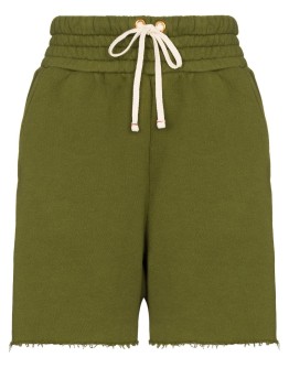 drawstring frayed hem shorts