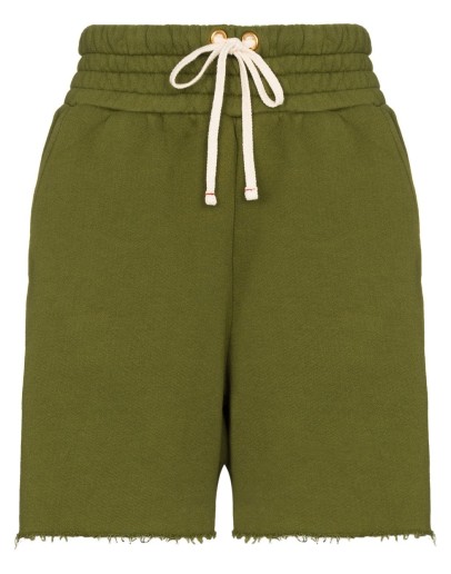 drawstring frayed hem shorts