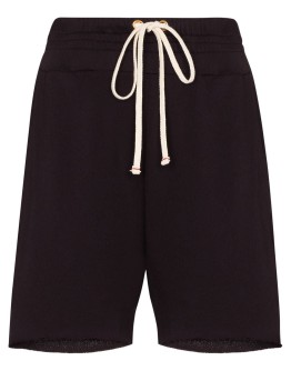 drawstring frayed hem shorts