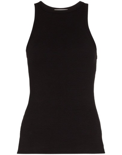 ribbed cotton-blend jersey racer back vest