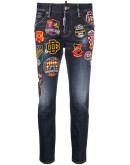 logo patch slim-fit jeans
