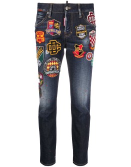 logo patch slim-fit jeans