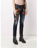 logo patch slim-fit jeans