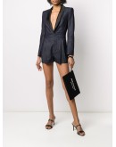 satin lapel denim playsuit
