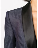 satin lapel denim playsuit