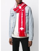 logo-jacquard fringed skinny scarf