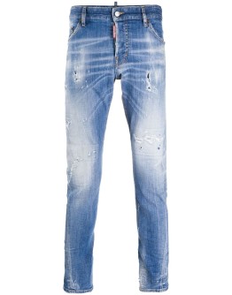 distressed slim-fit jeans