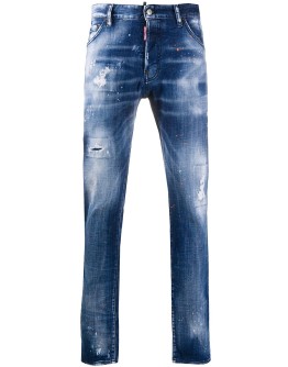 paint-splatter distressed-effect jeans