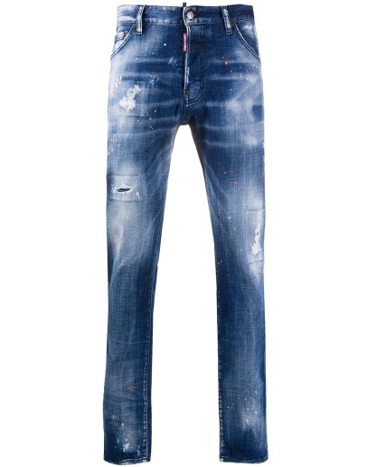 paint-splatter distressed-effect jeans