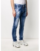 paint-splatter distressed-effect jeans