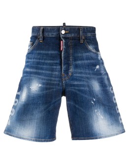 acid-wash denim shorts