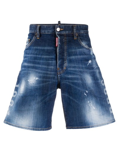 acid-wash denim shorts