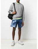 acid-wash denim shorts