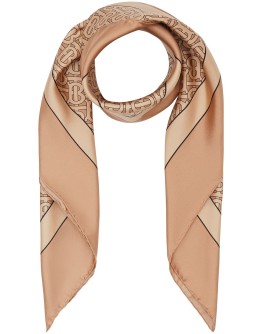 monogram print square scarf