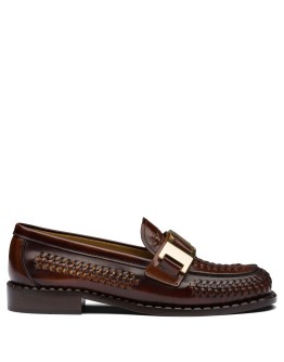 buckled woven loafers