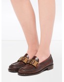 buckled woven loafers