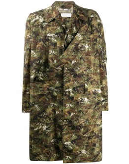 camouflage-print single-breasted coat