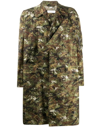 camouflage-print single-breasted coat